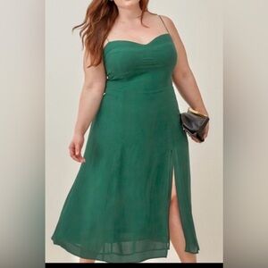 Reformation Juliette midi dress in emerald green color Size 16 NWT